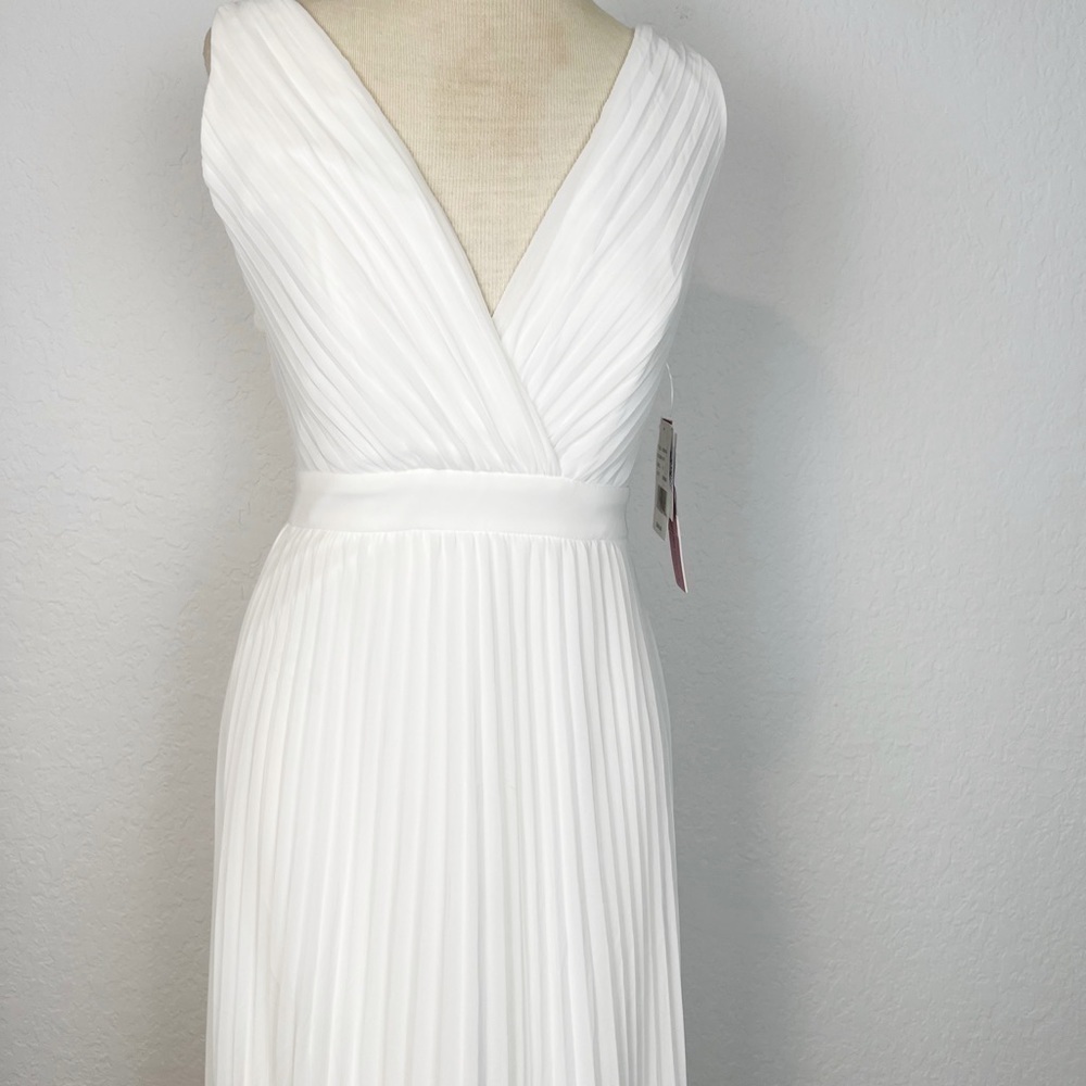 AQUA CHIFFON MAXI EVENING DRESS - Picture 3 of 9